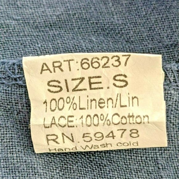 Lungo L'Arno Dress Small 100% Linen Sleeveless Crochet Trim Made in Italy BLUE - Picture 4 of 9